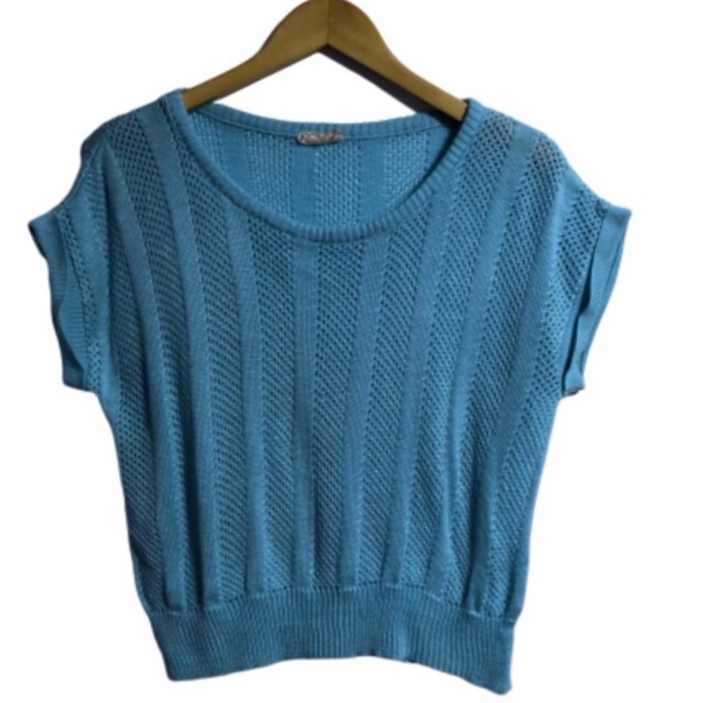 Vintage Knit Robins Egg Blue short sleeve top